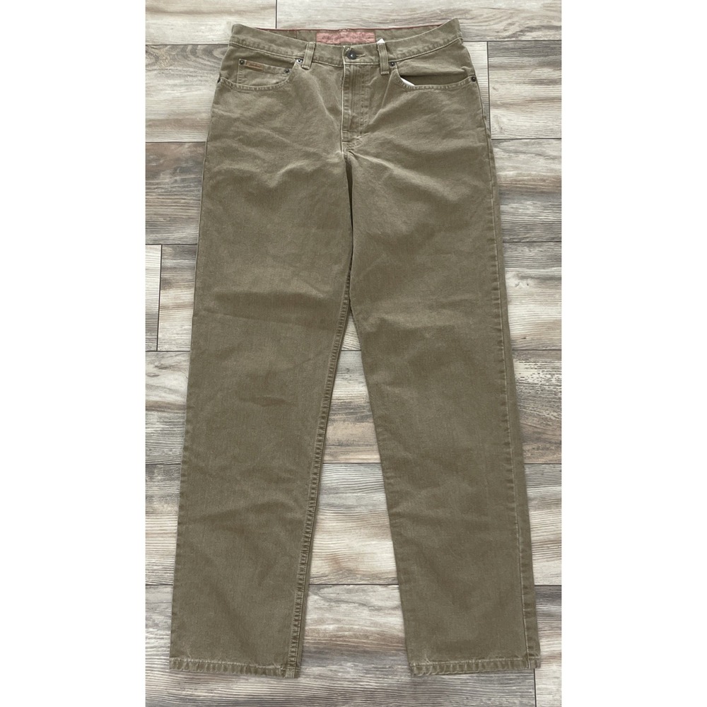 Eddie Bauer Men Vintage Wash Classic Fit Tan 5 Pocket Straight Denim Jean 34X34